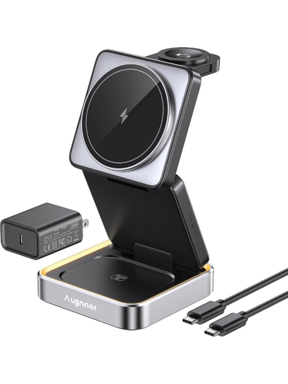3-in-1 Wireless Charging Station for iPhone, Apple Watch & AirPods - Foldable